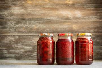 homemade jam: strawberries, raspberries