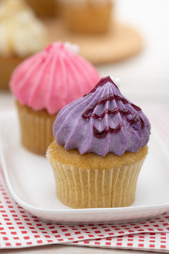 Tasty cupcakes Homemade  muffin  with cream buttercream for birthday, valentine, and christmas holliday