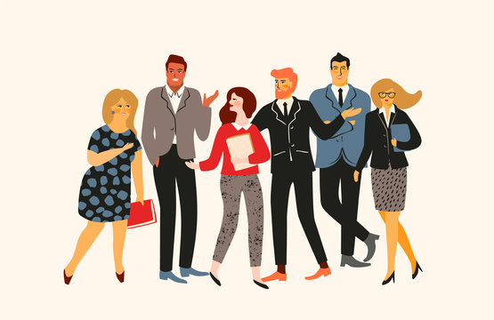Vectior illustration of office people. Office workers, businessmen, managers.