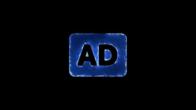 Symbol audio description. Blue Electric Glow Storm. looped video. Alpha channel black
