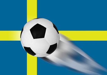 football world championship and Sweden flag background,gift cards,movement of football