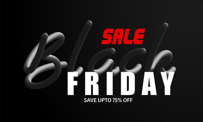 Up to 75% discount offer for Black Friday Sale, Advertising banner or poster design.