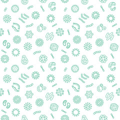 Vector seamless pattern with pathogen, virus, bacteria icons