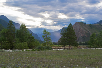 Evening sky. Altai Mountains, Siberia, Russia.