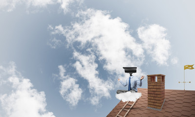 Concept of security and privacy protection with camera headed ma