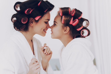 Little Daughter and Young Mother Happy Together.
