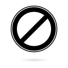 Black Prohibition no symbol round stop warning sign