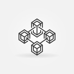 Blockchain vector line concept crypto icon or sign