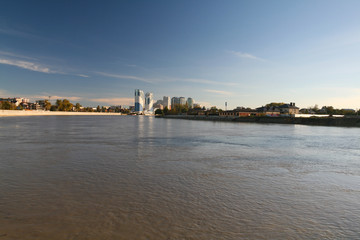 Fototapeta na wymiar View of the Kuban river in Krasnodar.