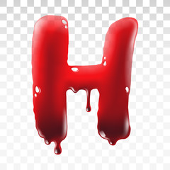 Translucent bloody alphabet isolated on transparent background