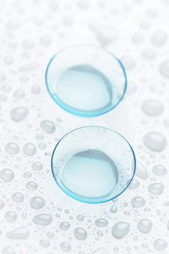 Two contact lenses close-up