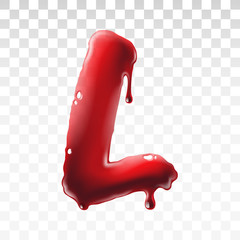 Translucent bloody alphabet isolated on transparent background