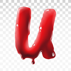 Translucent bloody alphabet isolated on transparent background