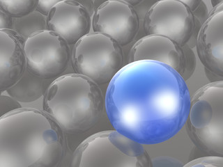 Blue and grey spheres
