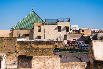 Fototapeta na wymiar Rooftop view of old Fez medina in Morocco