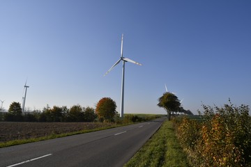 Autumn in the wind farm of Gniezdzewo