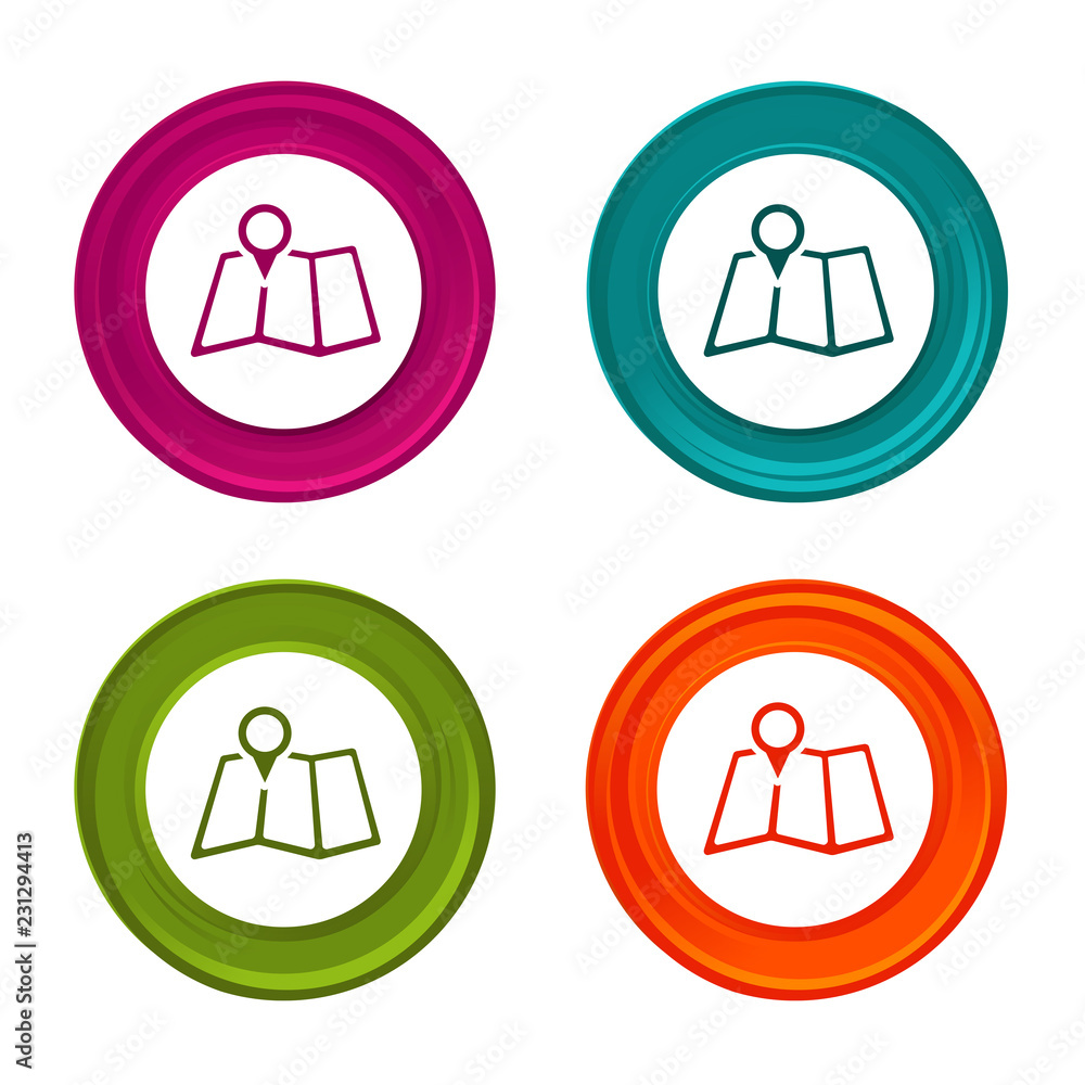 Poster map pointer icons. marker signs. location symbol. colorful web button with icon.