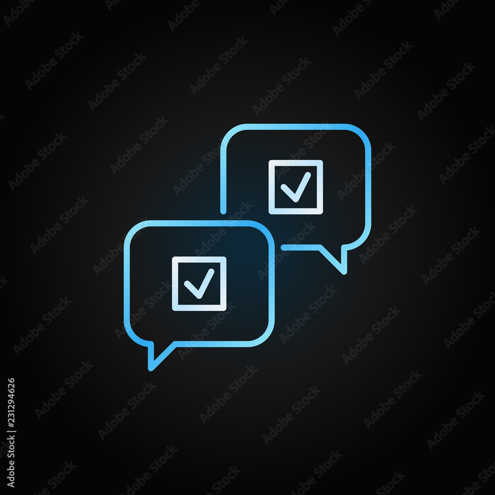 Poster speech bubbles with check marks vector colorful line icon