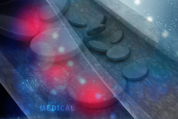 3d rendering red streaming blood cells background.