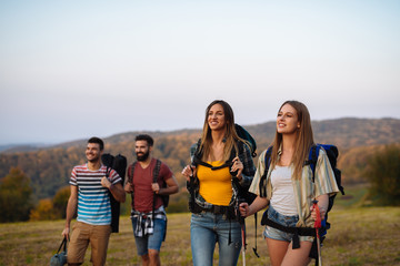 tourists walk along the mountain