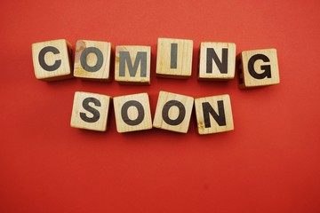 Obraz premium coming soon letter word with space copy on red background