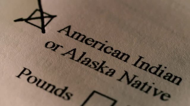 A pen marks American Indian on a government document or Census