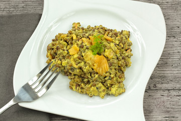 lentilles et saumon