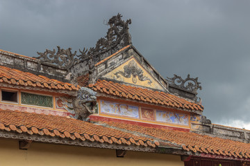 Fototapeta na wymiar views on the royal palace in hue vietnam