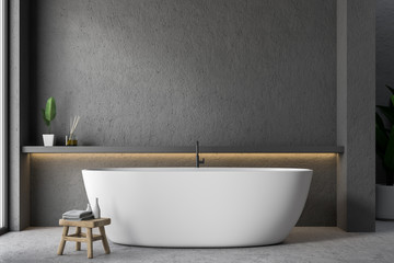 Naklejka na ściany i meble White tub in gray bathroom interior