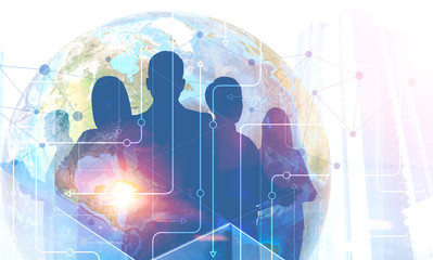 Business team in global world