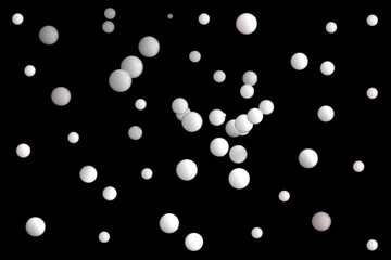 soap bubbles with smoke on black background