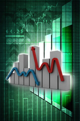 3d illustration inflation and deflation graph