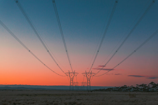 Power lines at Sunset