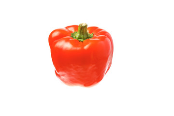 Ripe red pepper with tattered green tail