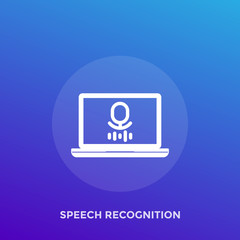 speech recognition vector icon with computer