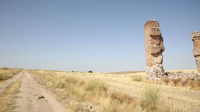 Camino de los Torrejones path and ruins next to Gotarrendura village, province of Avila, Spain