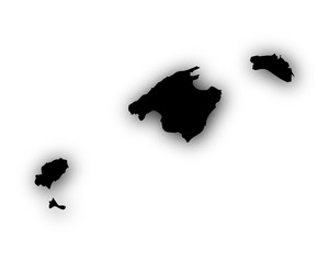 Karte der Balearen mit Schatten