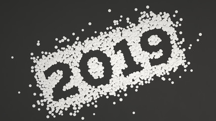 2019 number made from white confetti