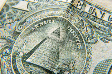 Dolar USA close up. Macro texture of a fragment of the dollar bill. USD banknote texture. One hundred American dollars macro.