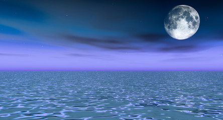 Naklejka na ściany i meble Moon under ocean