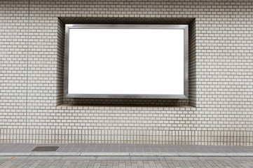 Large blank billboard on a street wall, banners with room to add your own text