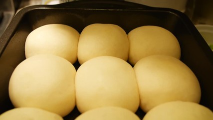 Baking Tray of Rolls in Perfect Line