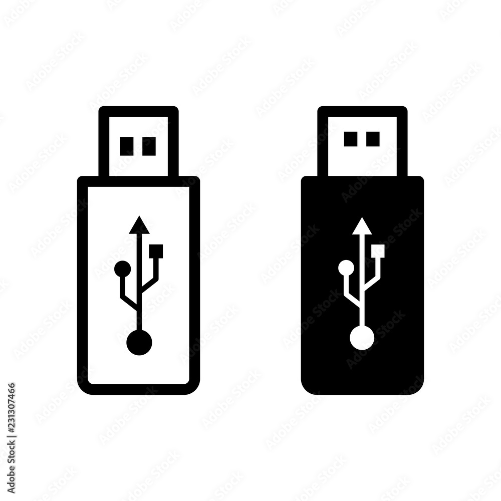 Poster flash drive icon in modern flat design isolated on white background, usb vector illustration for web
