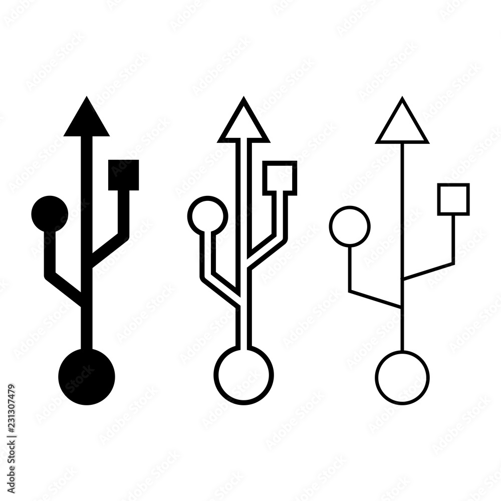 Poster usb icon in modern flat design isolated on white background, simple vector illustration for web site