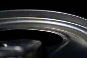 Aluminum can, check for opening, macro photo