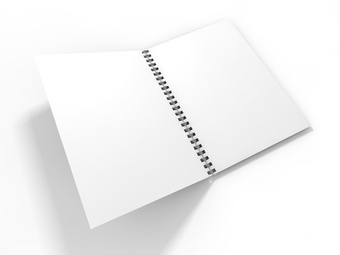 Blank notebook on white background. 3D