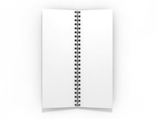 Blank notebook on white background. 3D