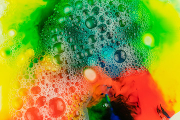 Macro close up of different color oil paint soap. Colorful acrylic. modern art concept. Fine, creative.