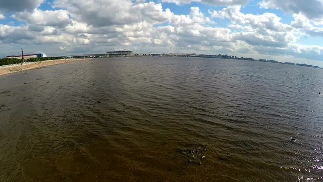 Russia. Saint-Petersburg. The Gulf of Finland and the Zenit arena.
