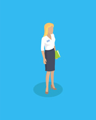 Woman Wearing Blouse and Skirt Vector illustration